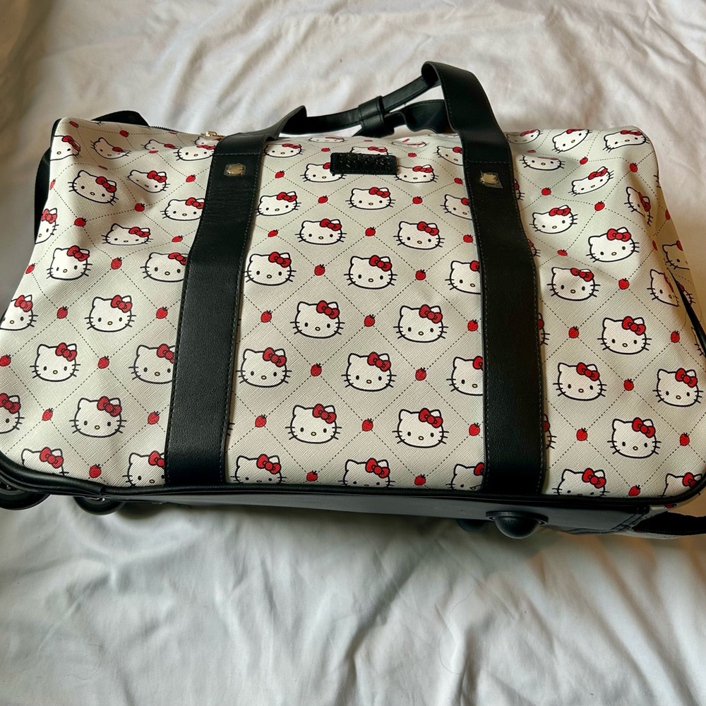 Hello Kitty AOP 17-Inch Wheeled Duffle Bag Strawberry Print Weekend Bag